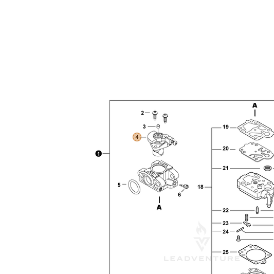Echo part P006000730 — IPL diagram snippet (6x zoom, amber highlight)