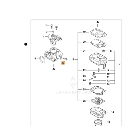 Echo part P006000750 — IPL diagram snippet (6x zoom, amber highlight)