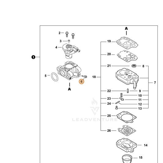 Echo part P006000750 — IPL diagram snippet (6x zoom, amber highlight)