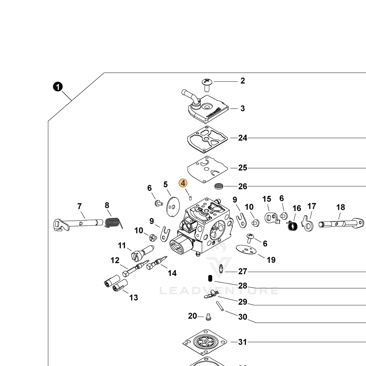 ECHO part P006000760 — IPL diagram snippet (6x zoom, amber highlight)