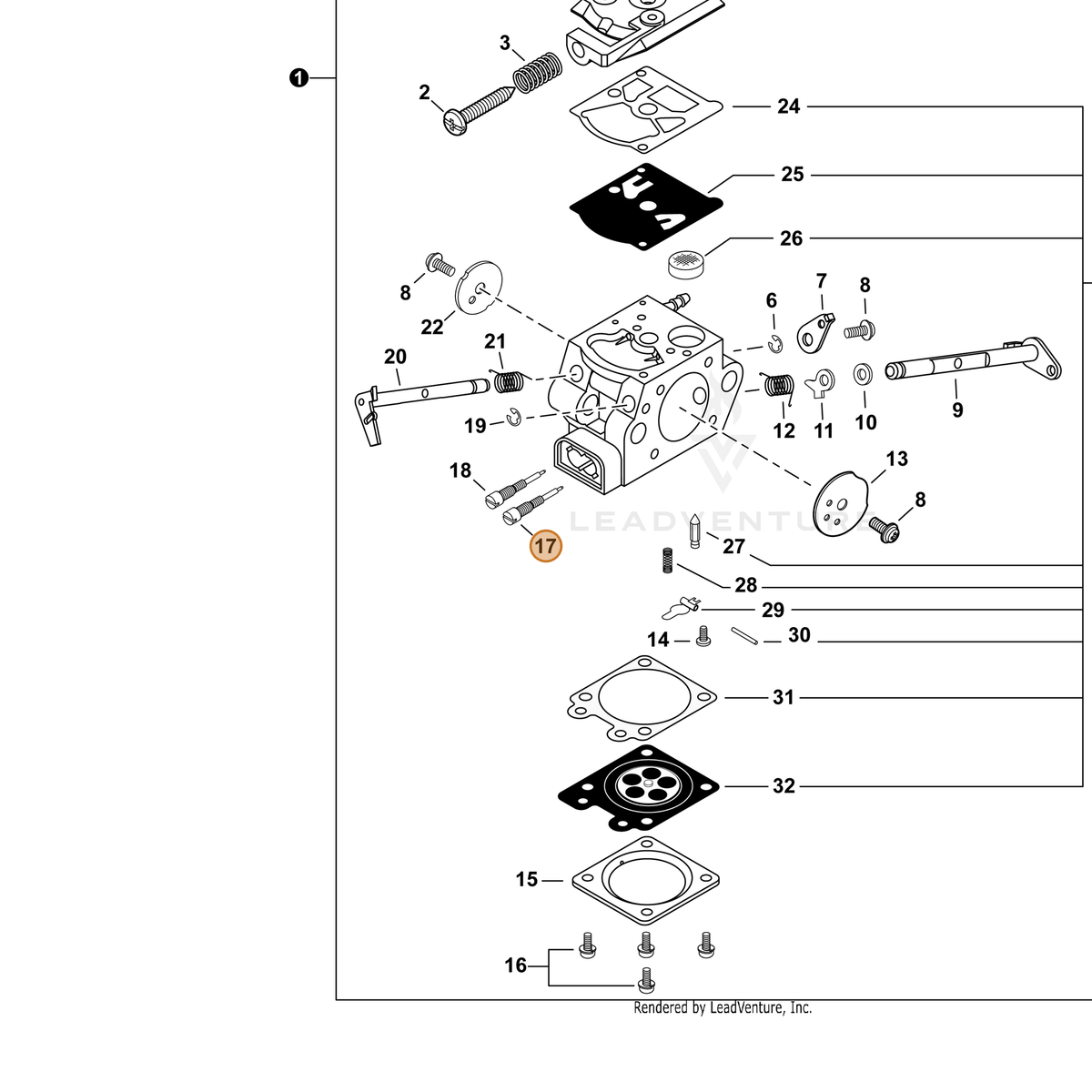 ECHO part P006001140 — IPL diagram snippet (6x zoom, amber highlight)