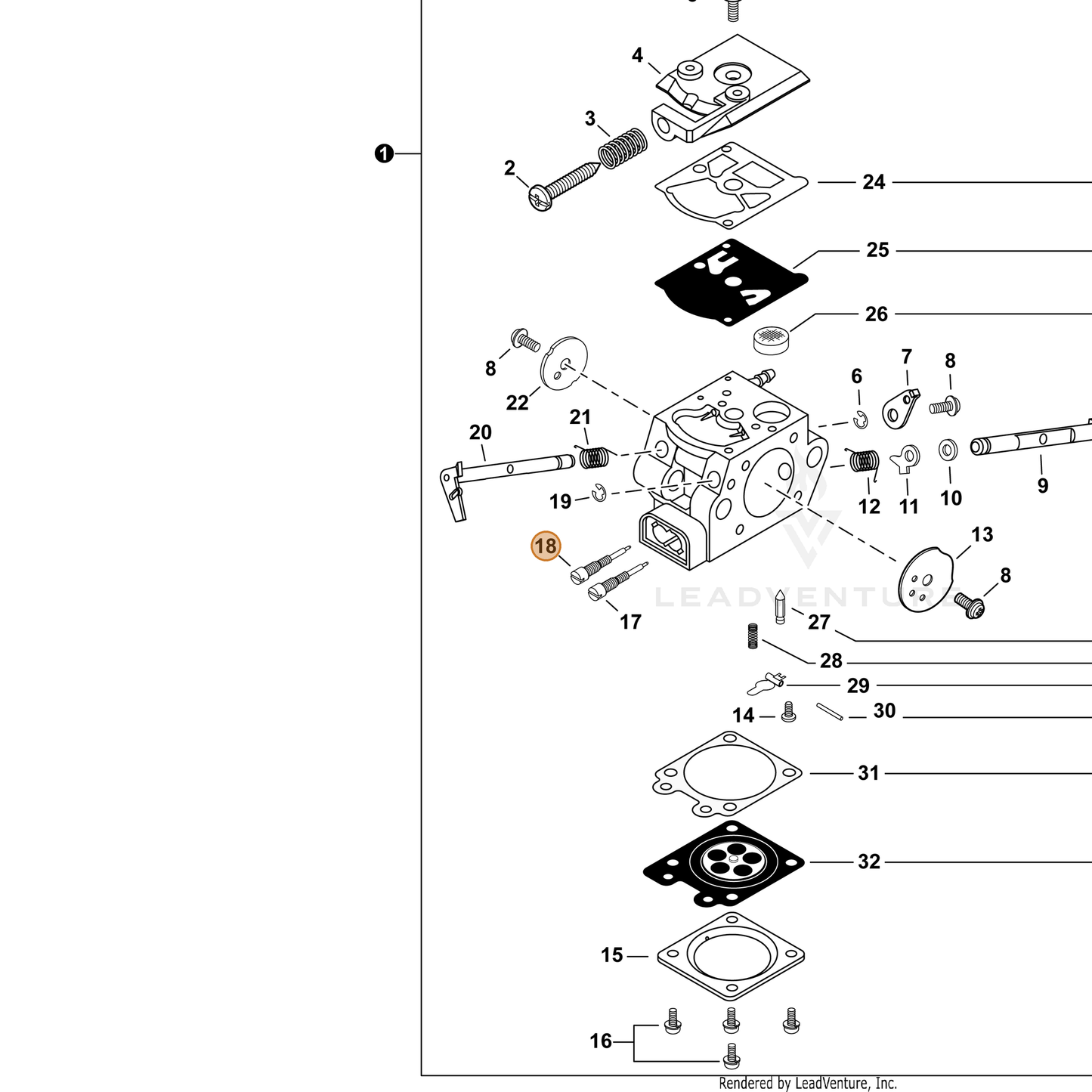 ECHO part P006001150 — IPL diagram snippet (6x zoom, amber highlight)