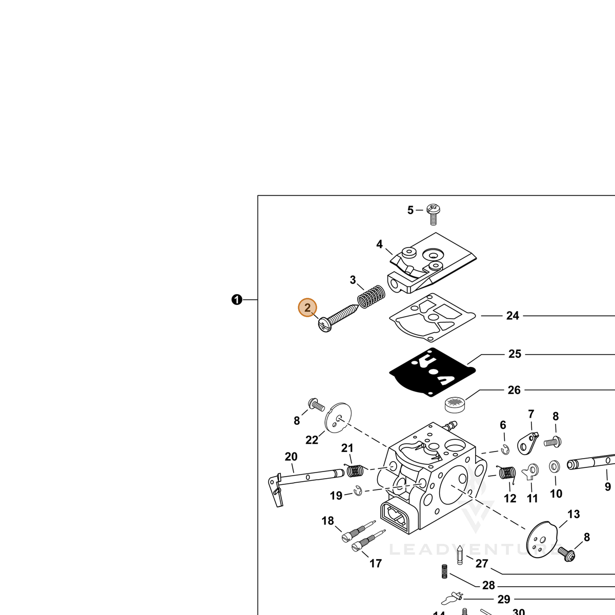 ECHO part P006001230 — IPL diagram snippet (6x zoom, amber highlight)
