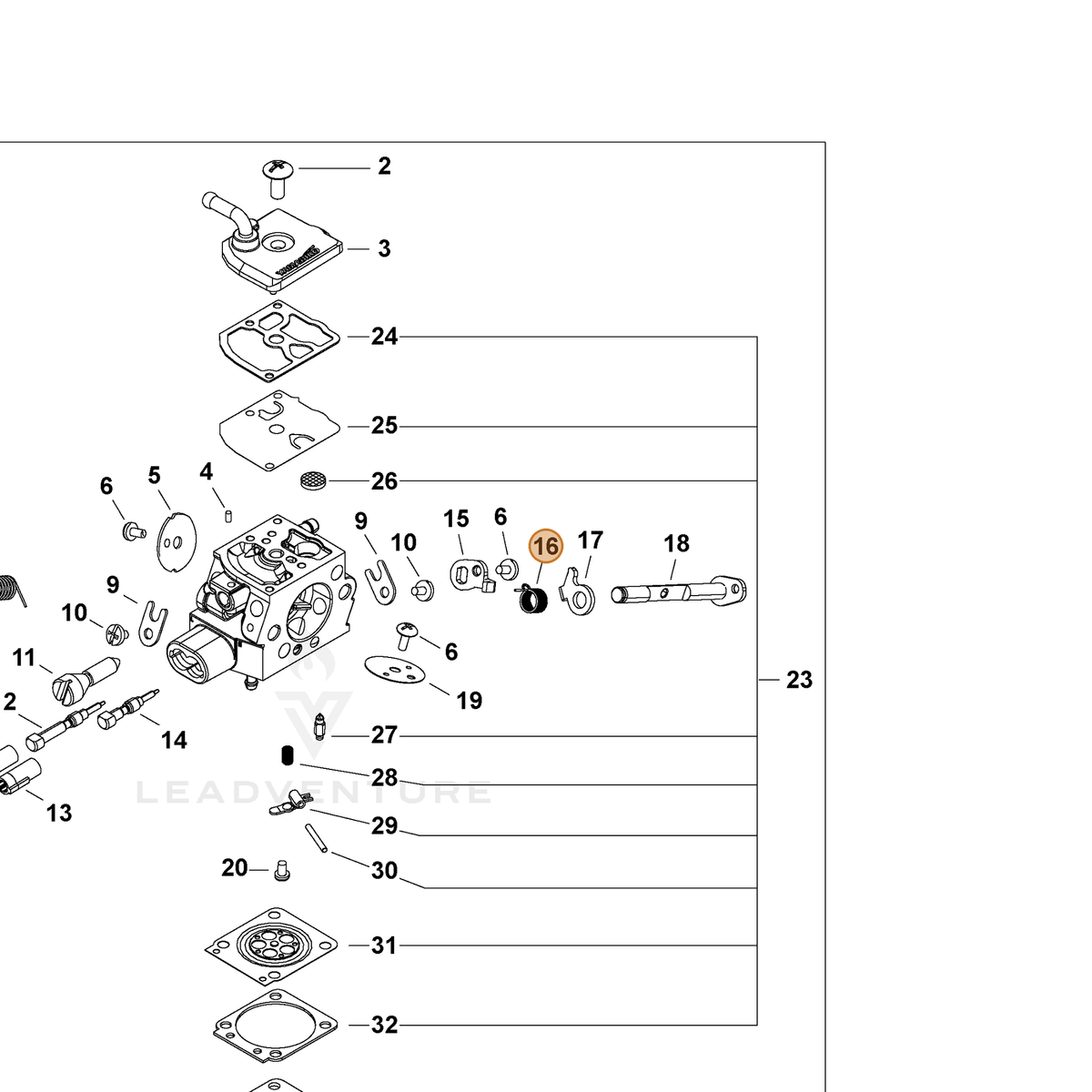 ECHO part P006001290 — IPL diagram snippet (6x zoom, amber highlight)