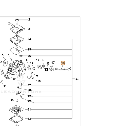 ECHO part P006001330 — IPL diagram snippet (6x zoom, amber highlight)