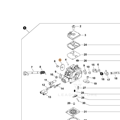 ECHO part P006001380 — IPL diagram snippet (6x zoom, amber highlight)