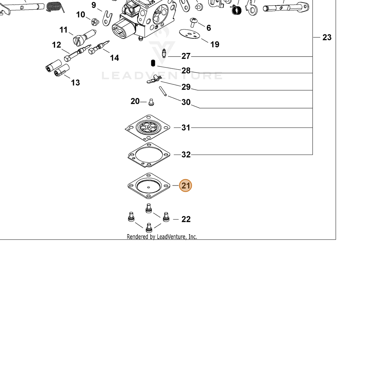 ECHO part P006001420 — IPL diagram snippet (6x zoom, amber highlight)
