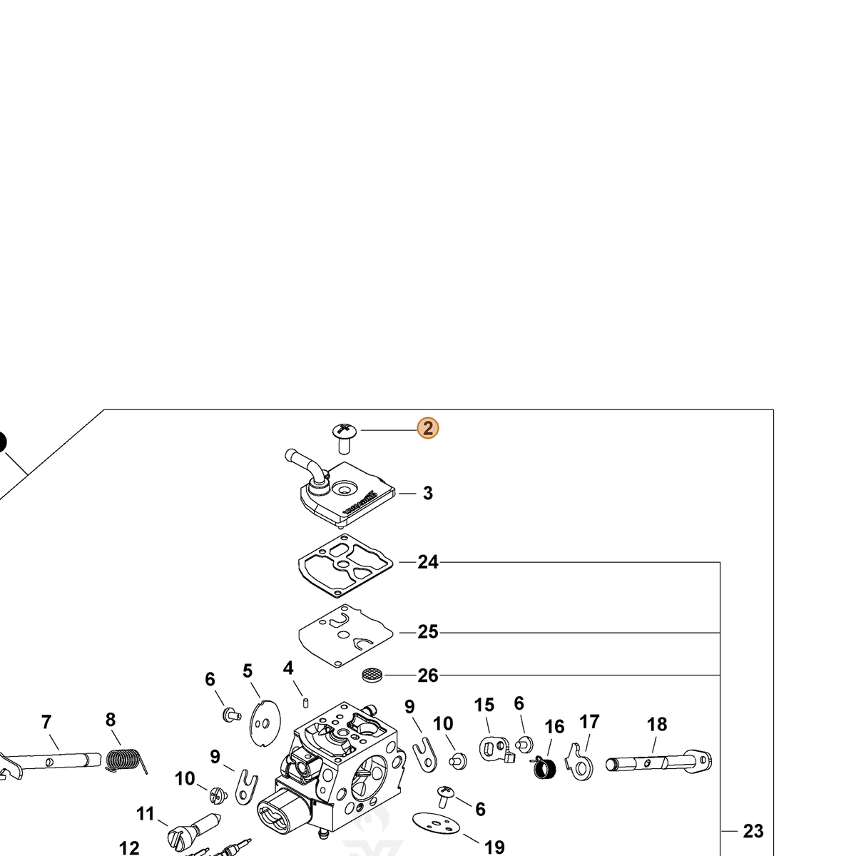 ECHO part P006001440 — IPL diagram snippet (6x zoom, amber highlight)