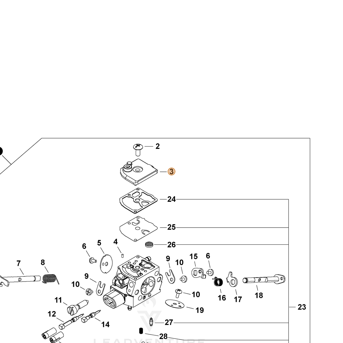 ECHO part P006001450 — IPL diagram snippet (6x zoom, amber highlight)