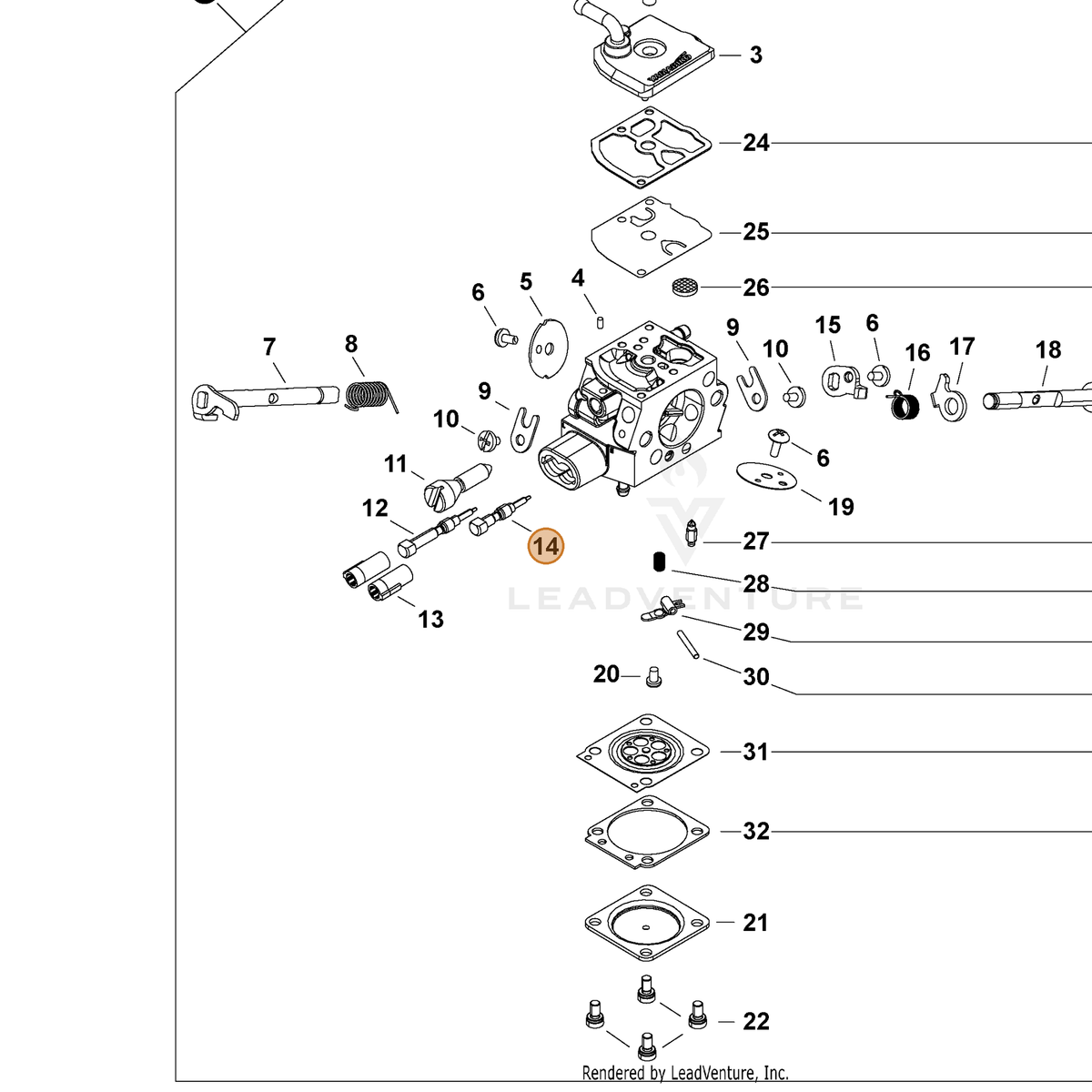ECHO part P006001470 — IPL diagram snippet (6x zoom, amber highlight)
