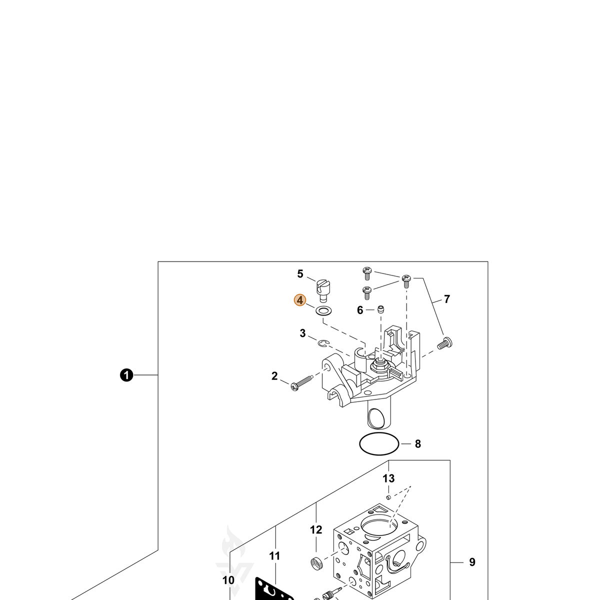 Echo part P006001740 — IPL diagram snippet (6x zoom, amber highlight)