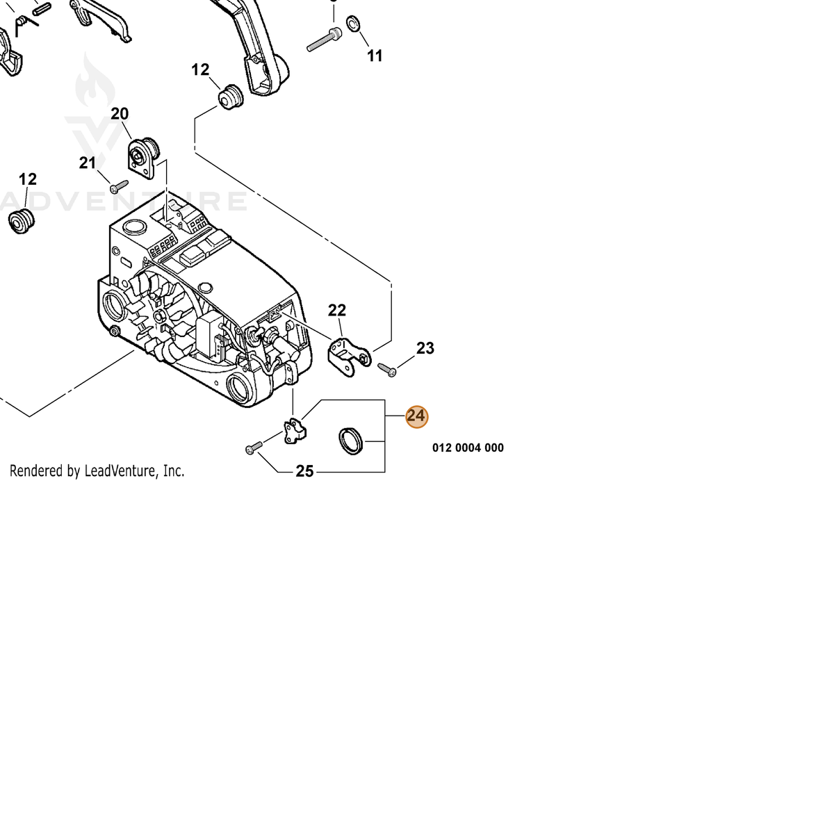 ECHO part P021000280 — IPL diagram snippet (6x zoom, amber highlight)