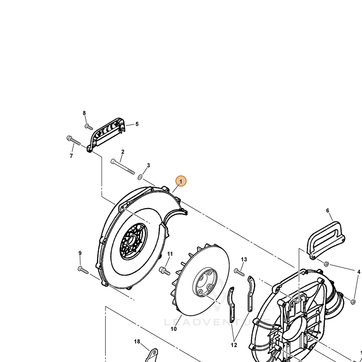 ECHO part P021000380 — IPL diagram snippet (6x zoom, amber highlight)