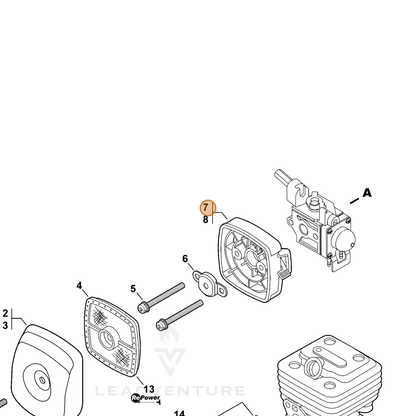 ECHO part P021000991 — IPL diagram snippet (6x zoom, amber highlight)