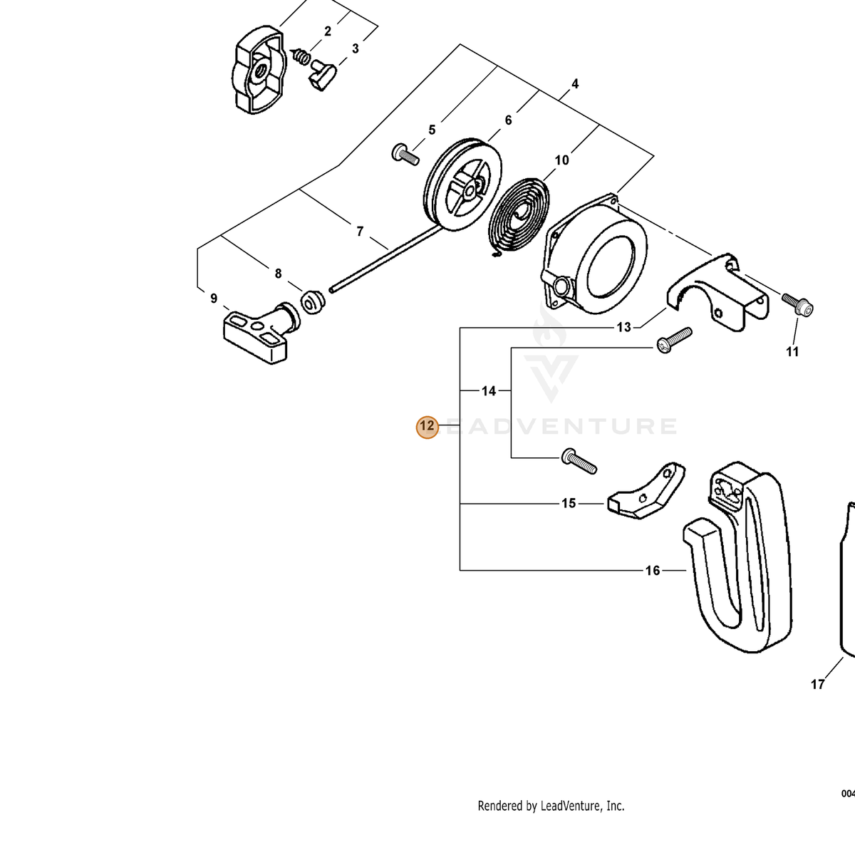 ECHO part P021001200 — IPL diagram snippet (6x zoom, amber highlight)
