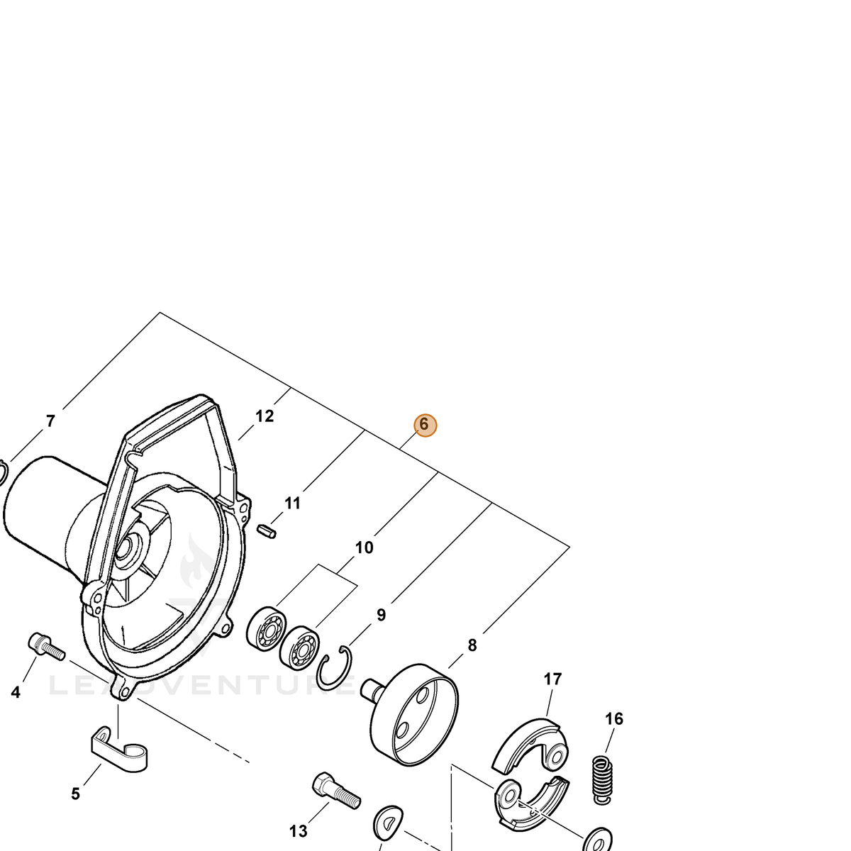 ECHO part P021001410 — IPL diagram snippet (6x zoom, amber highlight)