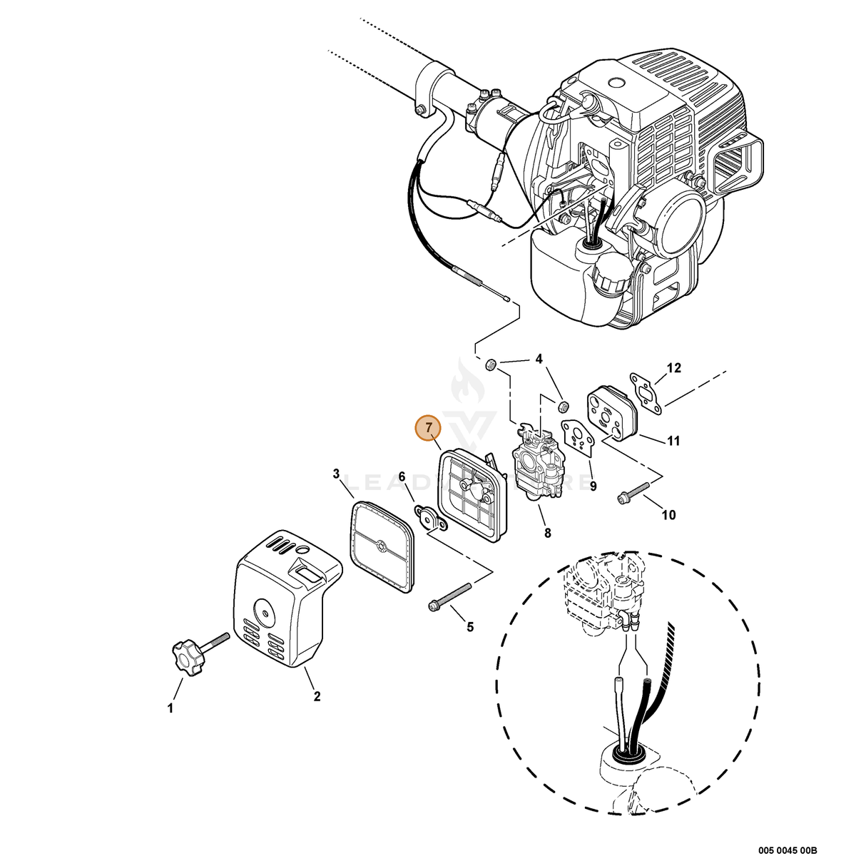 ECHO part P021001430 — IPL diagram snippet (6x zoom, amber highlight)