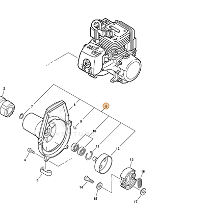 ECHO part P021001460 — IPL diagram snippet (6x zoom, amber highlight)