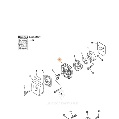 ECHO part P021001770 — IPL diagram snippet (6x zoom, amber highlight)