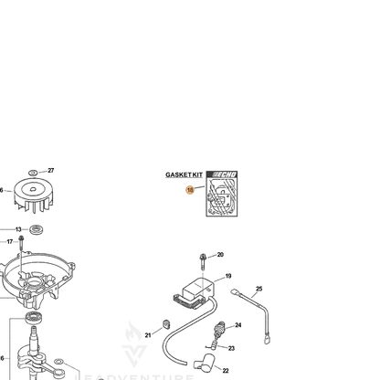 ECHO part P021001851 — IPL diagram snippet (6x zoom, amber highlight)