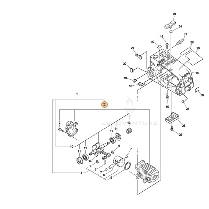 ECHO part P021002022 — IPL diagram snippet (6x zoom, amber highlight)