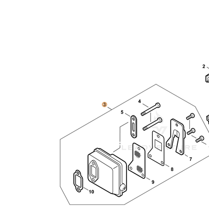 ECHO part P021002032 — IPL diagram snippet (6x zoom, amber highlight)