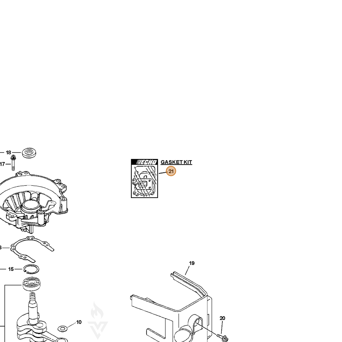 ECHO part P021002241 — IPL diagram snippet (6x zoom, amber highlight)