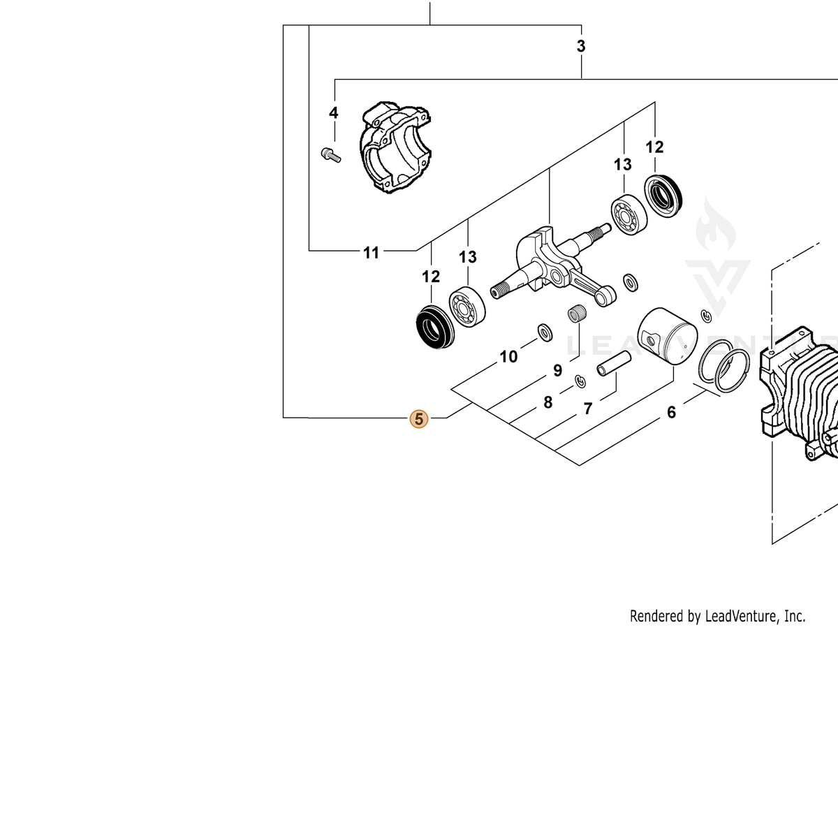 ECHO part P021002271 — IPL diagram snippet (6x zoom, amber highlight)