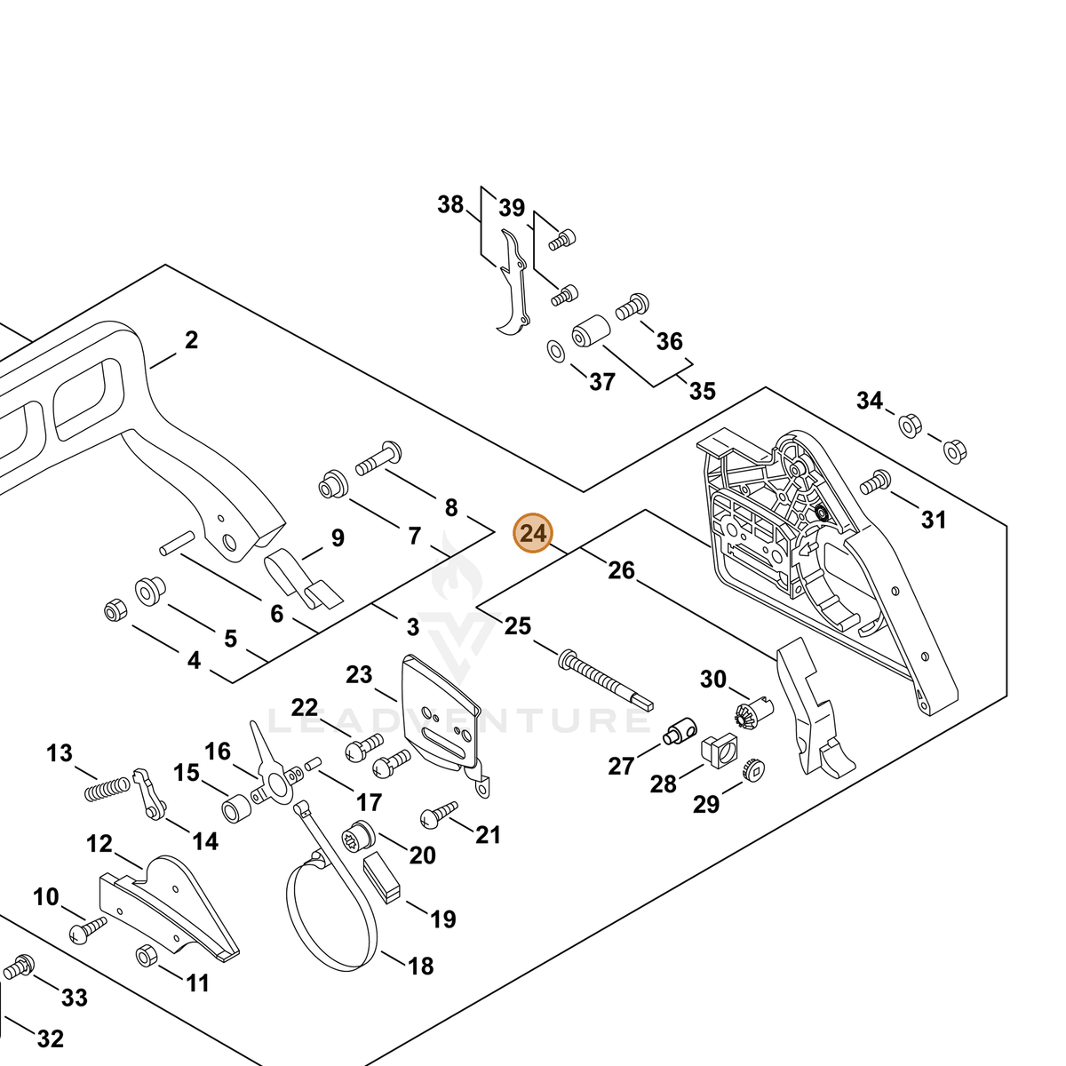 ECHO part P021002286 — IPL diagram snippet (6x zoom, amber highlight)