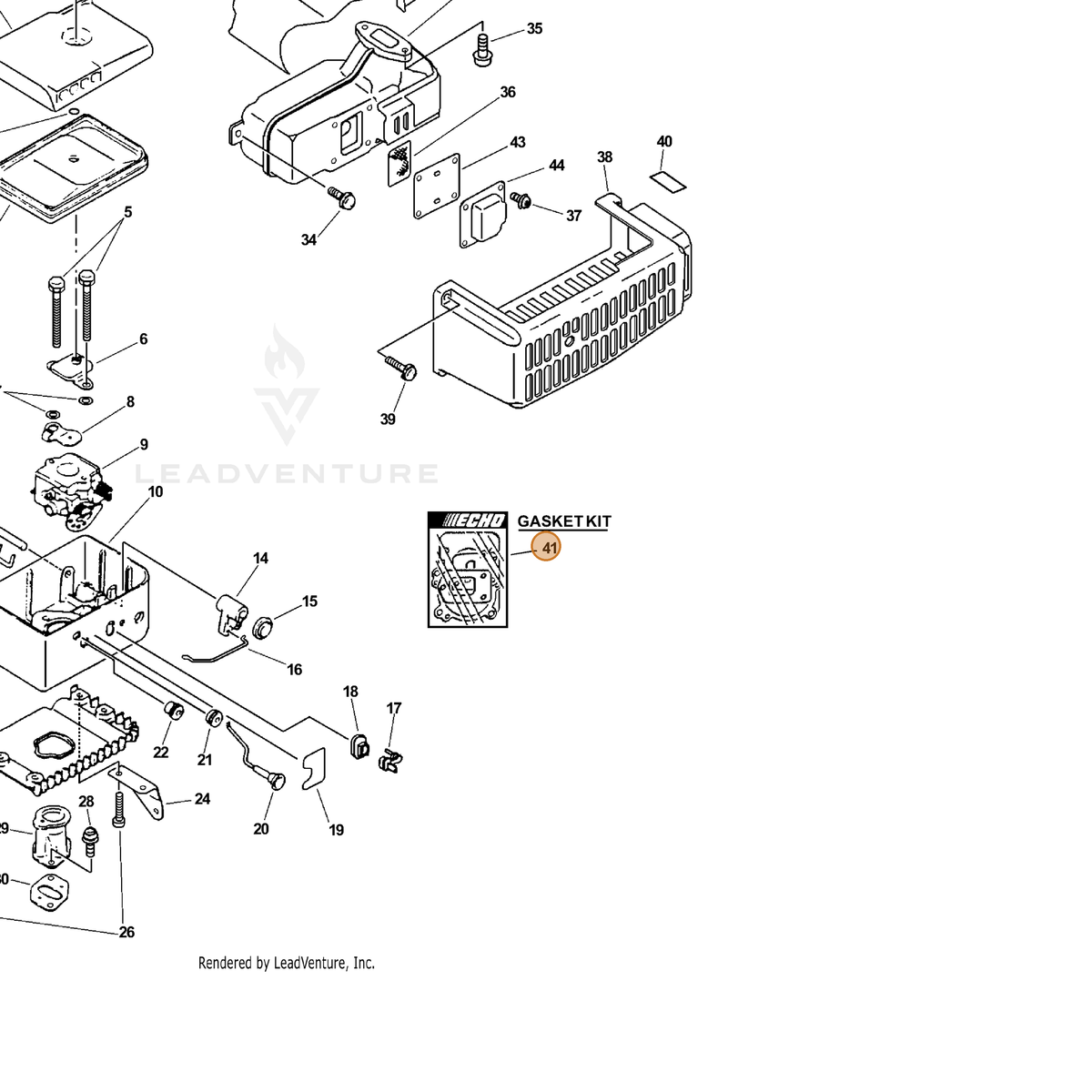 ECHO part P021002402 — IPL diagram snippet (6x zoom, amber highlight)