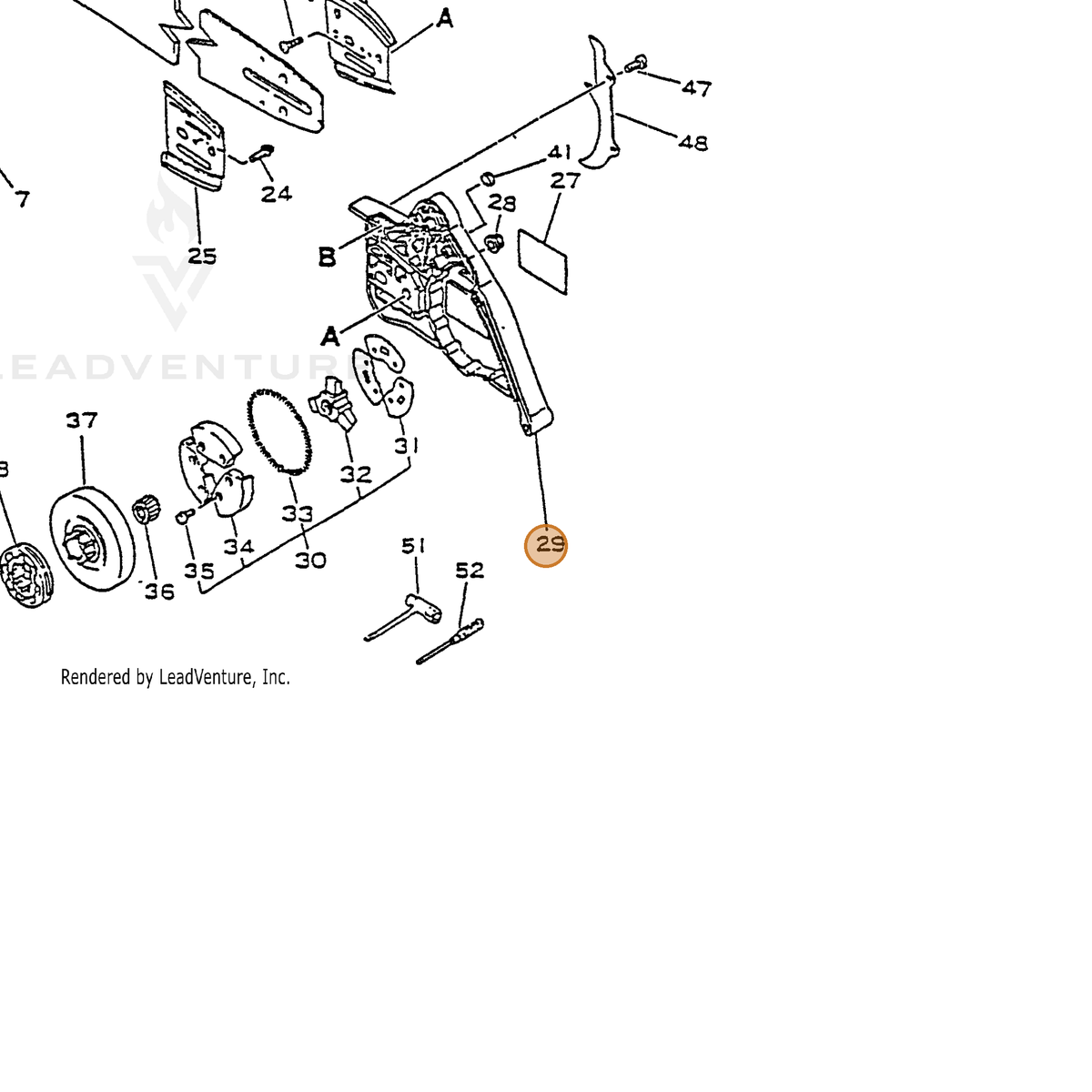 ECHO part P021002580 — IPL diagram snippet (6x zoom, amber highlight)