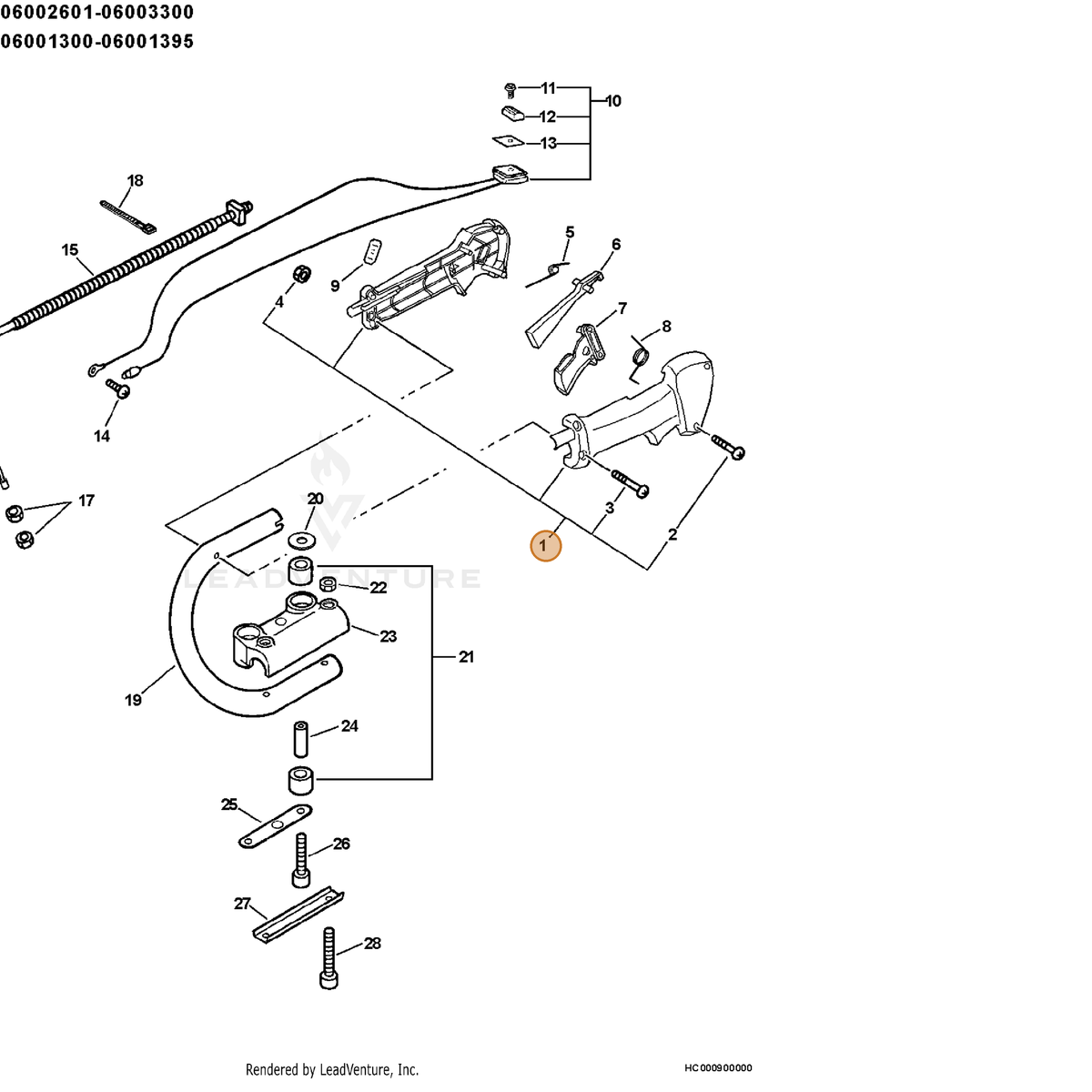 ECHO part P021002612 — IPL diagram snippet (6x zoom, amber highlight)