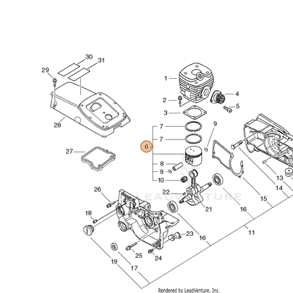 ECHO part P021002791 — IPL diagram snippet (6x zoom, amber highlight)