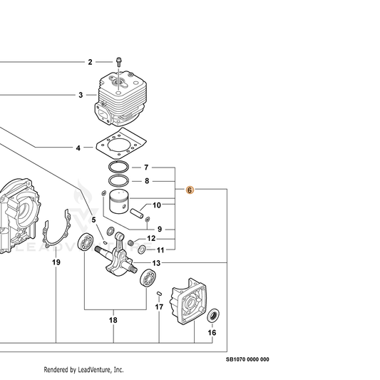 Echo part P021002985 — IPL diagram snippet (6x zoom, amber highlight)