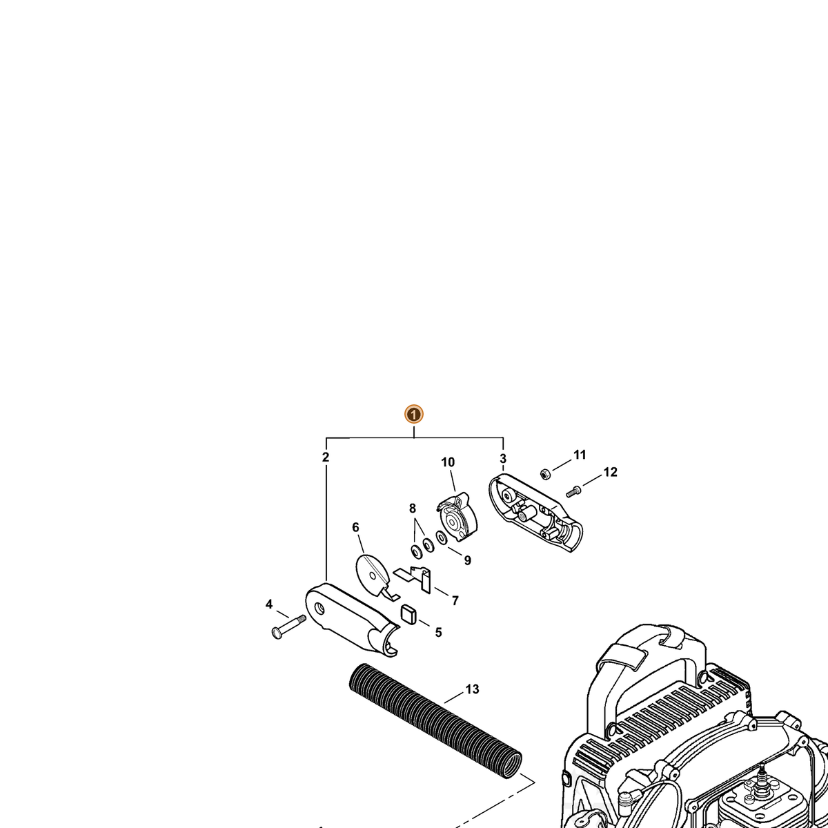 ECHO part P021003010 — IPL diagram snippet (6x zoom, amber highlight)