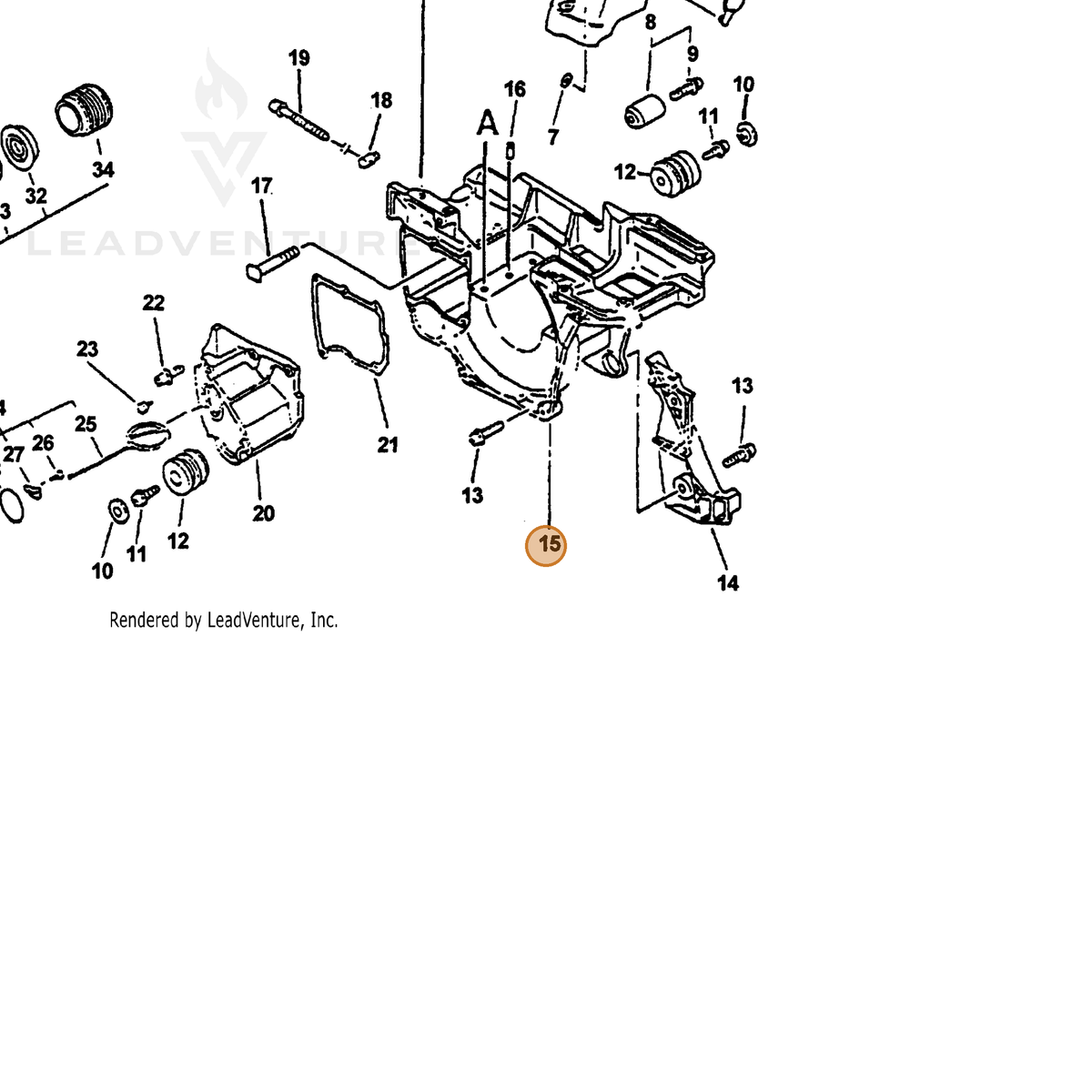 ECHO part P021003101 — IPL diagram snippet (6x zoom, amber highlight)