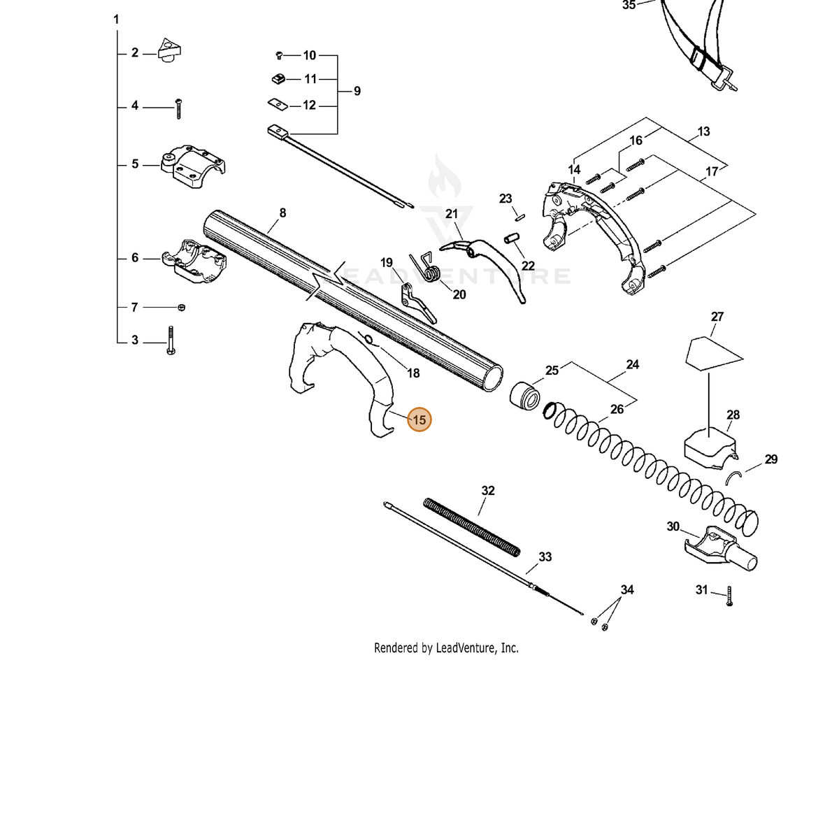 ECHO part P021003532 — IPL diagram snippet (6x zoom, amber highlight)