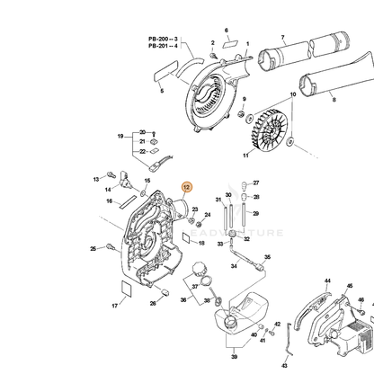 ECHO part P021003721 — IPL diagram snippet (6x zoom, amber highlight)