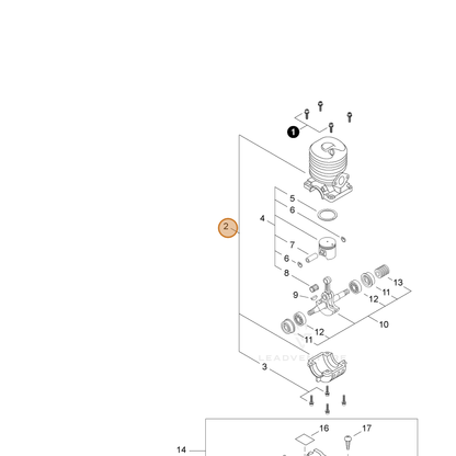 ECHO part P021004131 — IPL diagram snippet (6x zoom, amber highlight)