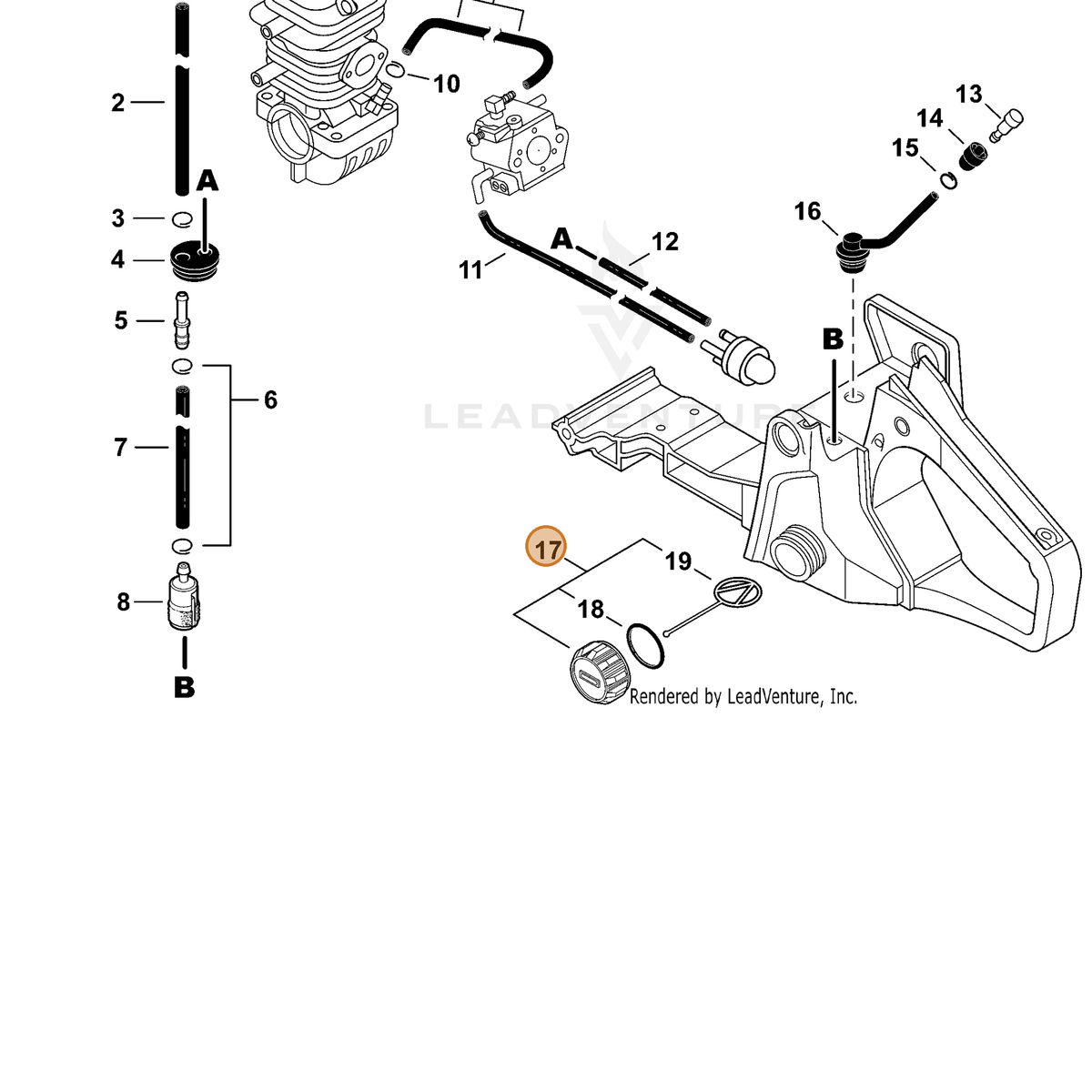 ECHO part P021004562 — IPL diagram snippet (6x zoom, amber highlight)