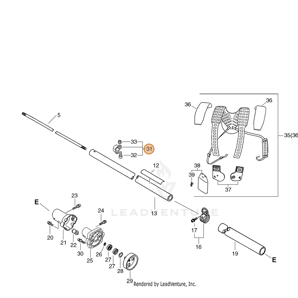 ECHO part P021004830 — IPL diagram snippet (6x zoom, amber highlight)