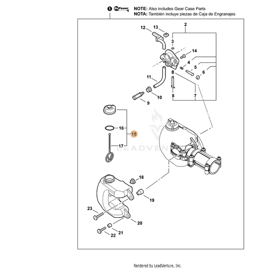 ECHO part P021005592 — IPL diagram snippet (6x zoom, amber highlight)
