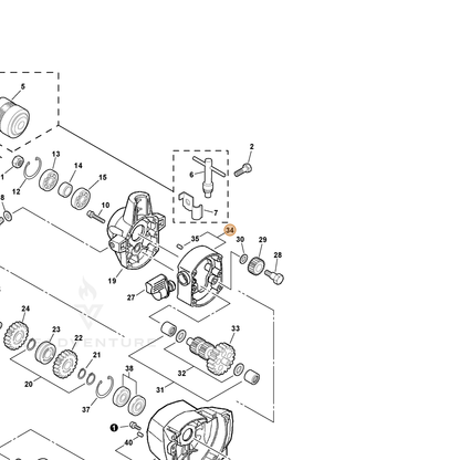 ECHO part P021005801 — IPL diagram snippet (6x zoom, amber highlight)