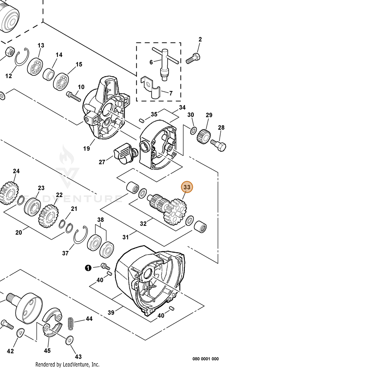 ECHO part P021005820 — IPL diagram snippet (6x zoom, amber highlight)