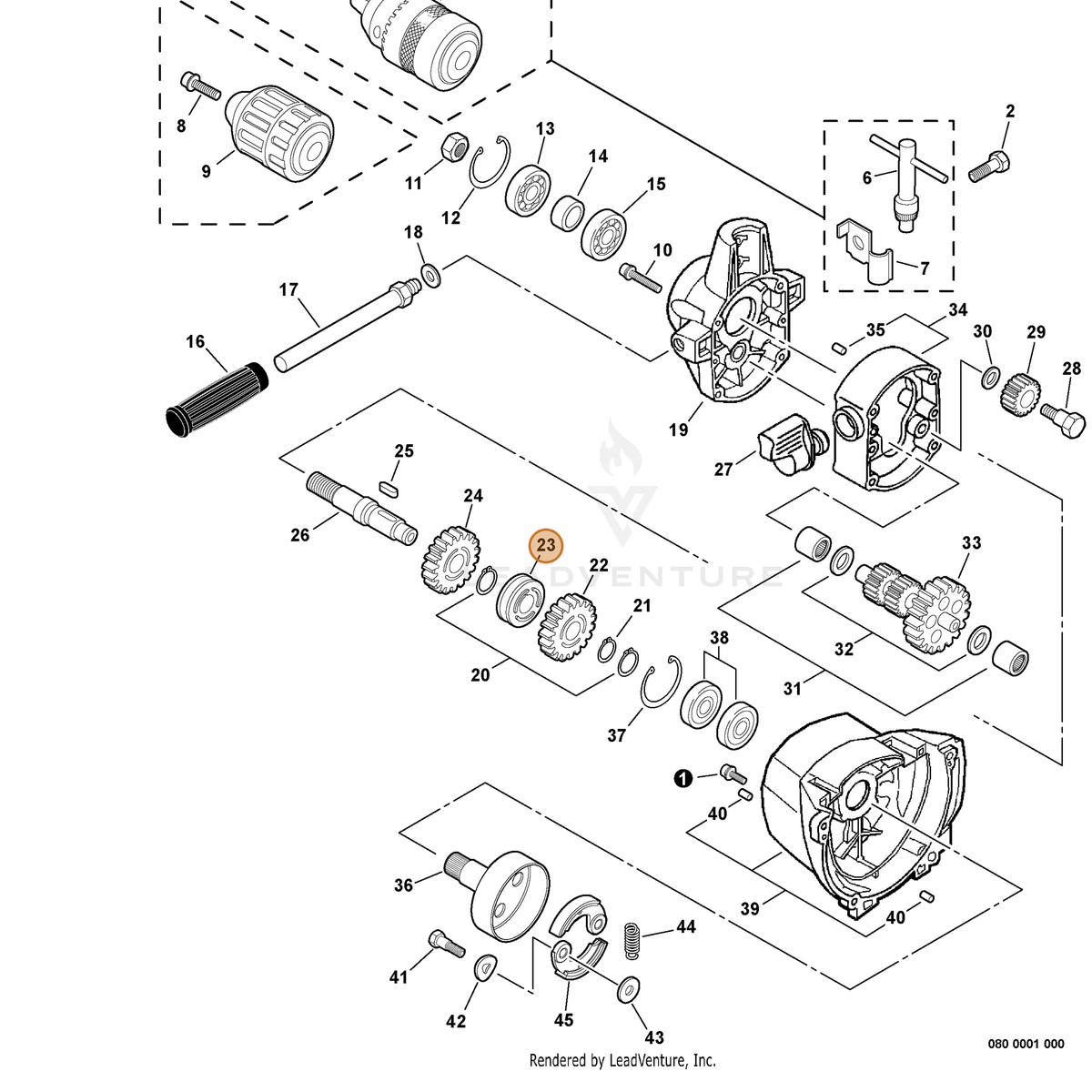ECHO part P021005840 — IPL diagram snippet (6x zoom, amber highlight)