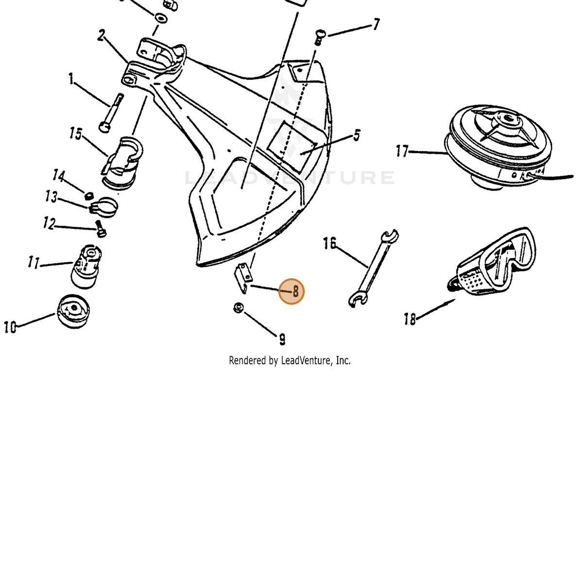 ECHO part P021006080 — IPL diagram snippet (6x zoom, amber highlight)