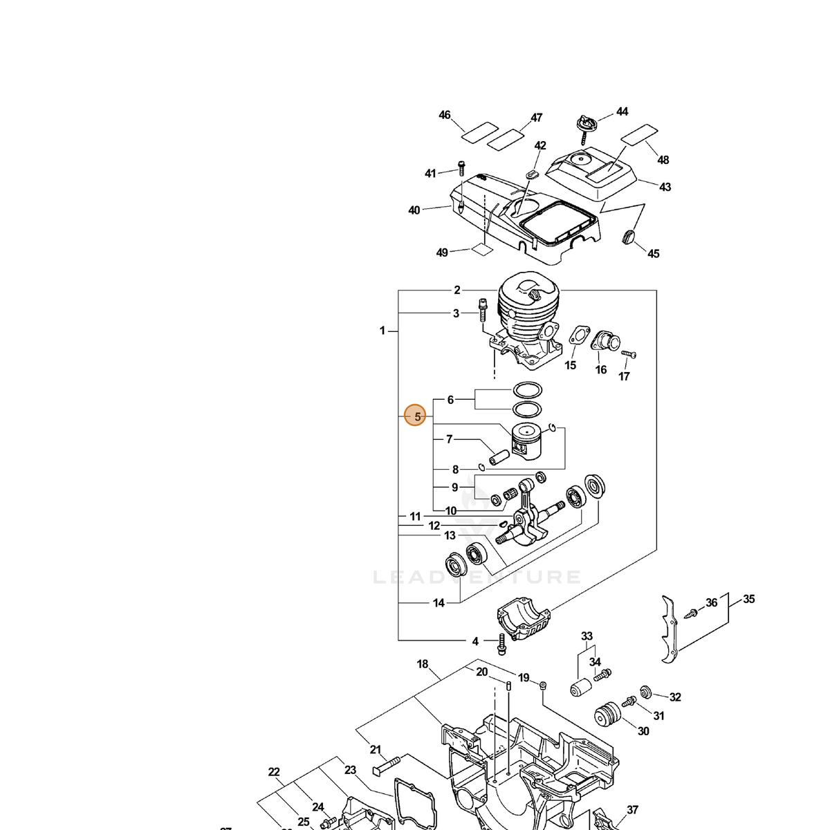 ECHO part P021006153 — IPL diagram snippet (6x zoom, amber highlight)