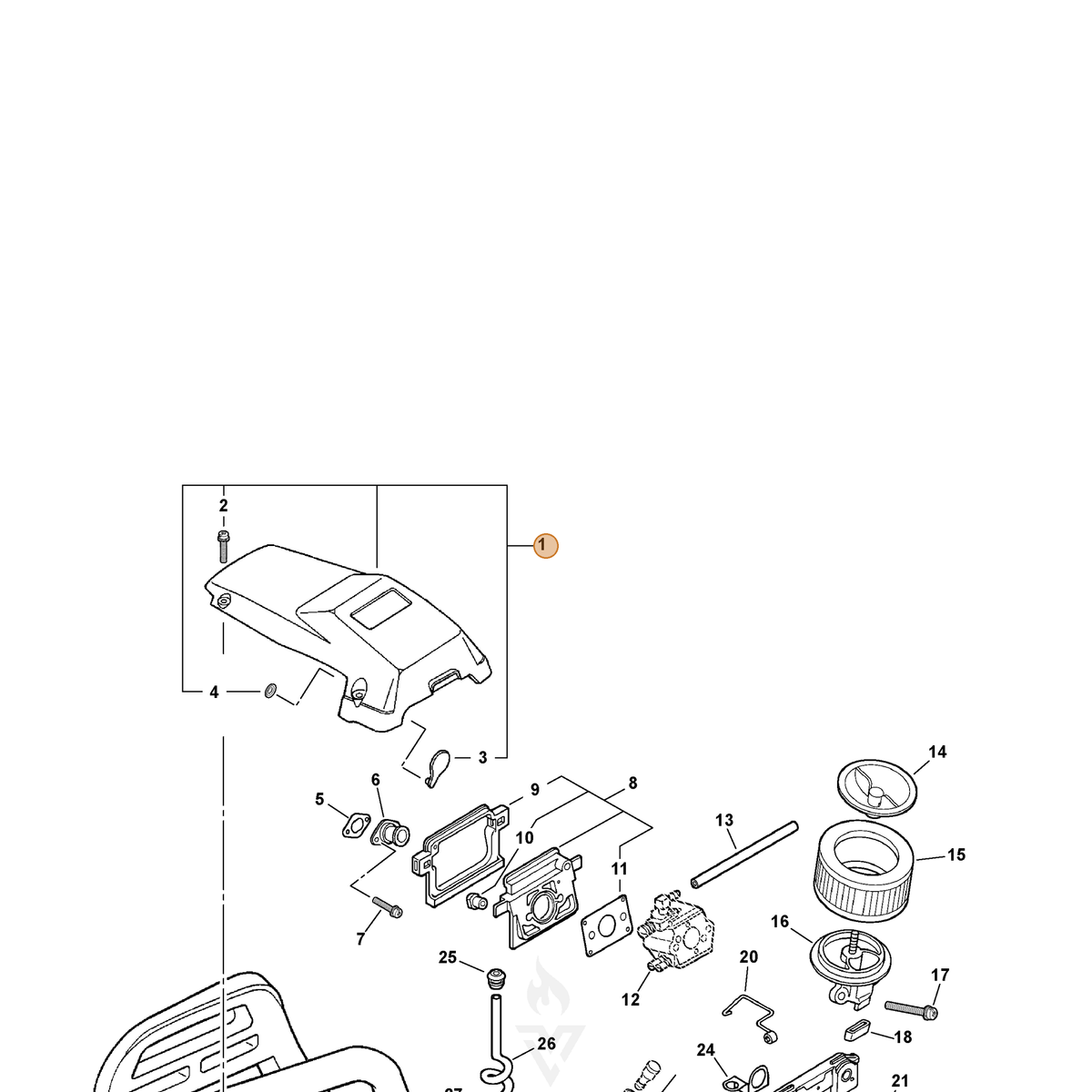 ECHO part P021006570 — IPL diagram snippet (6x zoom, amber highlight)