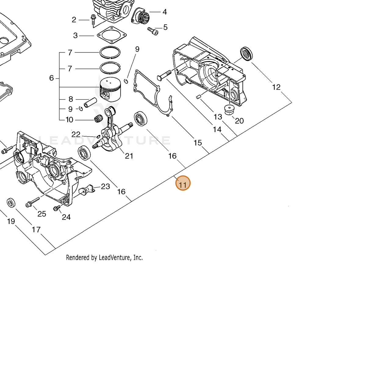 ECHO part P021006690 — IPL diagram snippet (6x zoom, amber highlight)