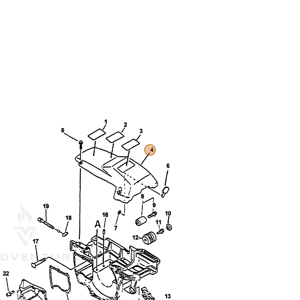 ECHO part P021006830 — IPL diagram snippet (6x zoom, amber highlight)